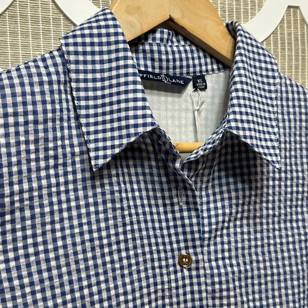 Duffield Lane NEW Murphy Dress Womens XS Gingham Tiered Cotton Seersucker Preppy - Picture 8 of 15